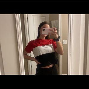 striped t shirt , slightly cropped